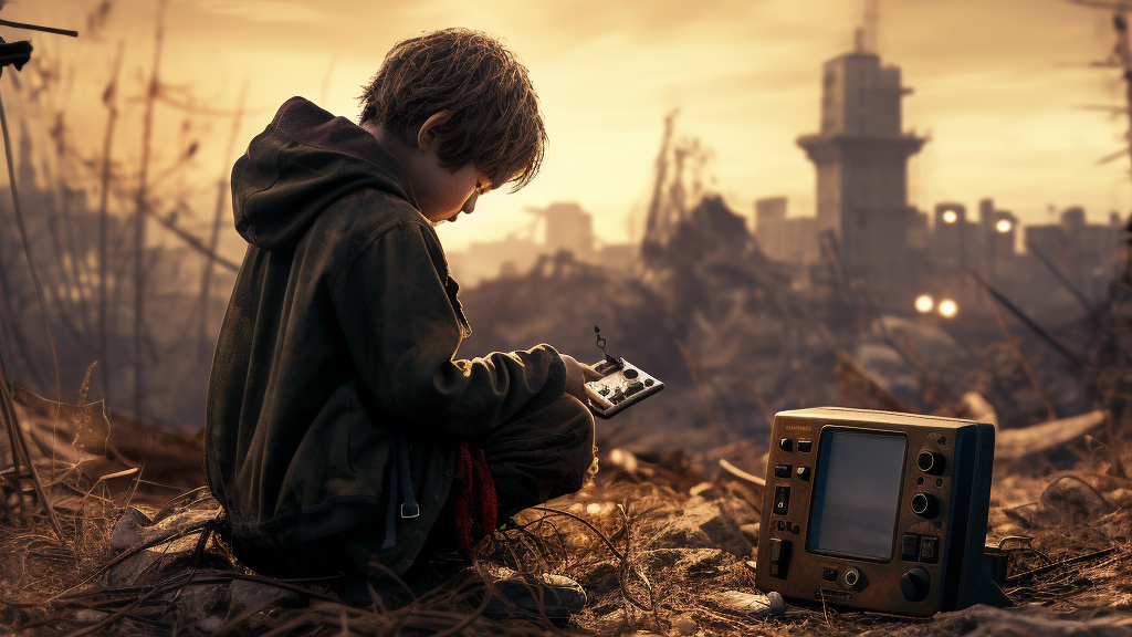 un enfant jouant aux jeux vidéo dans un monde post apocalyptique, ce que je veux éviter en créant une culture geek à impact positif