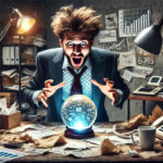 entrepreneur aventurier qui consulte sa boule de cristal pour évaluer son besoin de financement généré par chatgpt